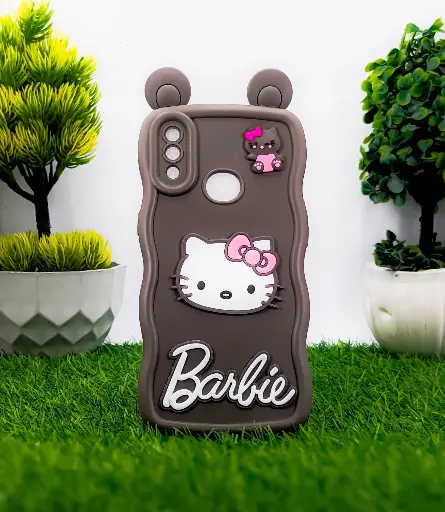 [PO51BSA10S-20-34] Samsung Galaxy A10S Soft Silicone Hello Kitty And Barbie Design Mobile Back Case (Dark Brown)