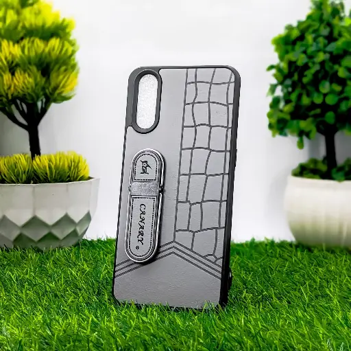 [PO38BVIS1-15-9] Vivo S1 CANARY Soft Silicone Leather Texture With Stand Mobile Back Case (Gray) 