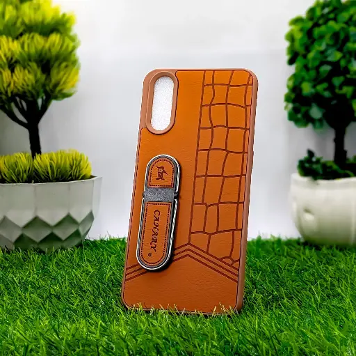 [PO38BVIS1-15-13] Vivo S1 CANARY Soft Silicone Leather Texture With Stand Mobile Back Case (Brown)