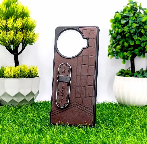 [PO38BTSPRK20PRPL-15-34] Tecno Spark 20 Pro Plus CANARY Soft Silicone Leather Texture With Stand Mobile Back Case (Dark Brown)