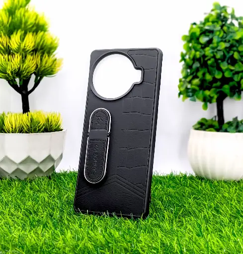 [PO38BTSPRK20PRPL-15-2] Tecno Spark 20 Pro Plus CANARY Soft Silicone Leather Texture With Stand Mobile Back Case (Black)