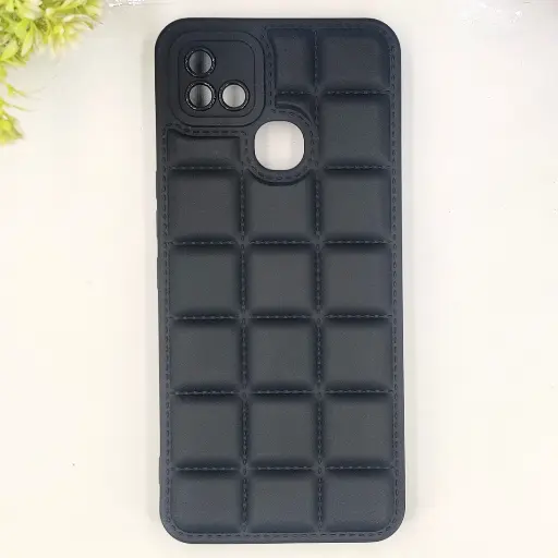 [PO14BIHOT10i-28-2] Infinix Hot 10I|Smart 5 Pro 3D Cubes Puffer Back Soft Silicone Case (Black) 