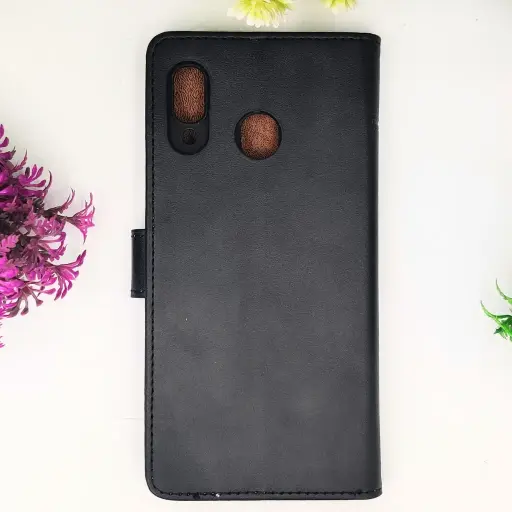 [PO42FBSA20-4-2] Samsung Galaxy A20|A30|M10s NMT Premium Luxuary Leather Book Case (Black)