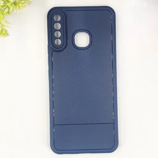 [PO14BIHOT8-81-17] Infinix Hot 8 /Hot 8 Lite Tecno Spark 4 Soft Silicone Carbon Texture With Camera Protection Back Case (Navy Blue)