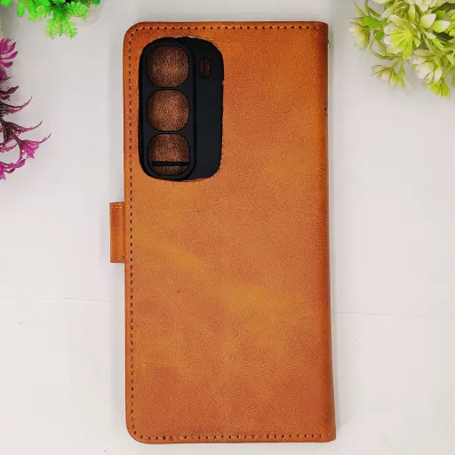 [PO42FBIHOT60PRPL-4-5] Infinix Hot 60 Pro Plus 4G NMT Premium Luxuary Leather Book Case (Golden)