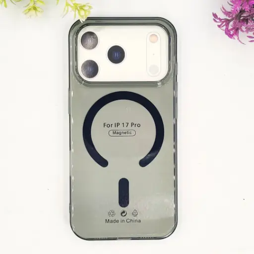 [PO13BIP17PR-1-2] iPhone 17 Pro PC Transparent MagSafe Back Case (Black)