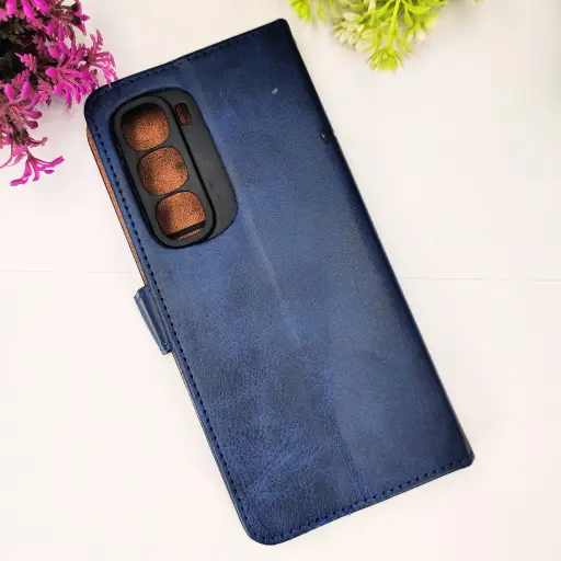 [PO42FBIHOT60I-4-17] Infinix Hot 60 4G|Hot 60i 4G NMT Premium Luxuary Leather Book Case (Navy Blue)