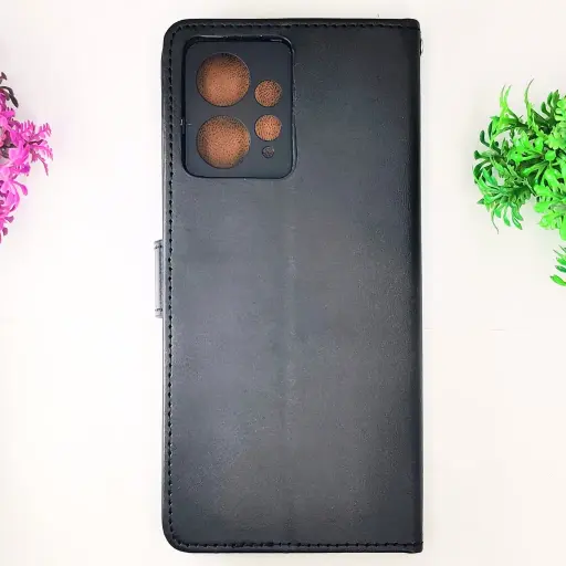 [PO42FBMINOT12-4-2] Xiaomi Redmi Note 12 4G NMT Premium Luxuary Leather Book Case (Black)
