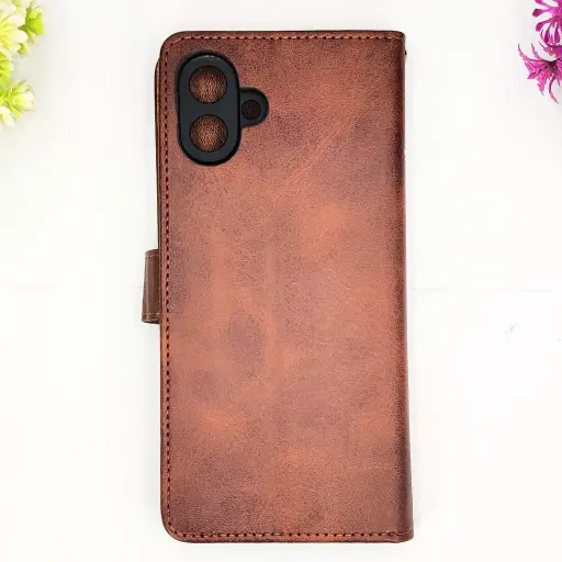 [PO42FBSA07-4-34] Samsung Galaxy A07 NMT Premium Luxuary Leather Book Case (Dark Brown)