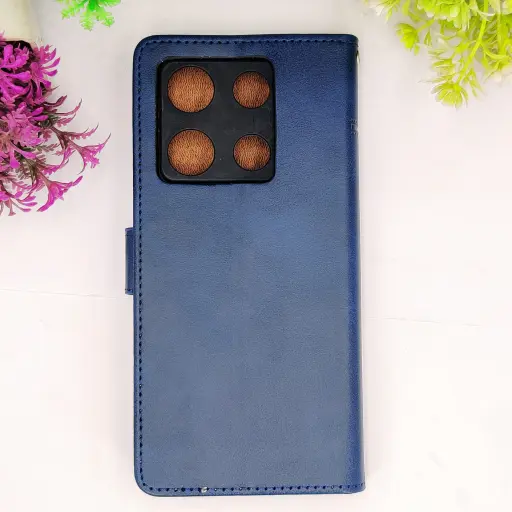 [PO42FBINOT30PR-4-17] Infinix Note 30 Pro 4G NMT Premium Luxuary Leather Book Case (Navy Blue)