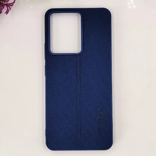 [PO54BORELME14-16-17] Oppo Realme 14 5G Spigen Hard Dotted Leather Back Case (Navy Blue)