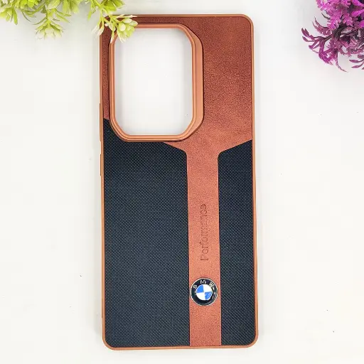 [PO42BINOT50PR-26-13] Infinix Note 50 4G|Note 50 Pro 4G Line Craft Luxury Cars Logo Leather Texture Mobile Back Case (Brown)