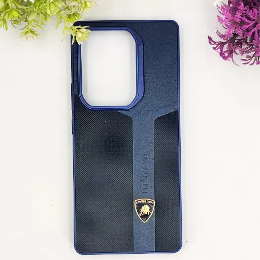[PO42BINOT50PR-26-17] Infinix Note 50 4G|Note 50 Pro 4G Line Craft Luxury Cars Logo Leather Texture Mobile Back Case (Navy Blue)