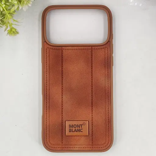 [PO42BIP17PMAX-28-13] iPhone 17 Pro Max MOUNT BLANC Lining Luxuray Leather Back Case (Brown)