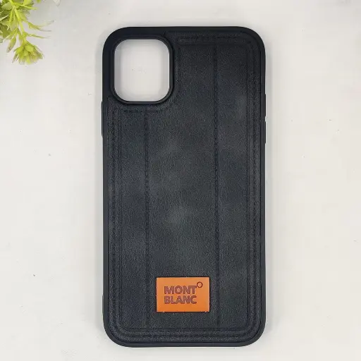 [PO42BIPXIR-28-2] iPhone 11 MOUNT BLANC Lining Luxuray Leather Back Case (Black)