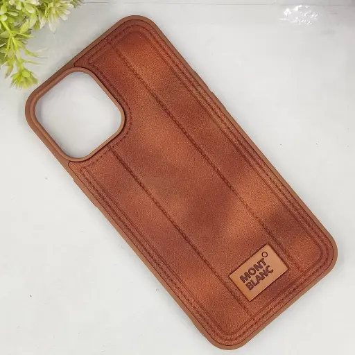 [PO42BIP12PMAX-28-13] iPhone 12 Pro Max MOUNT BLANC Lining Luxuray Leather Back Case (Brown)