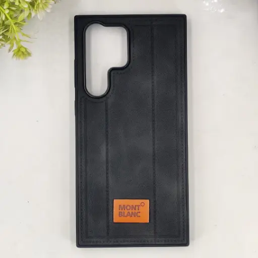 [PO42BSS23U-28-2] Samsung Galaxy S23 Ultra MOUNT BLANC Lining Luxuray Leather Back Case (Black)