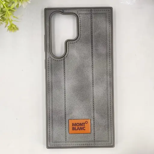 [PO42BSS23U-28-9] Samsung Galaxy S23 Ultra MOUNT BLANC Lining Luxuray Leather Back Case (Gray)