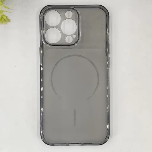 [PO15BIP13PR-4-9] iPhone 13 Pro 3D Ultra Thin Colour Transparent|Tpu Magsafe Logo Back Case (Gray)