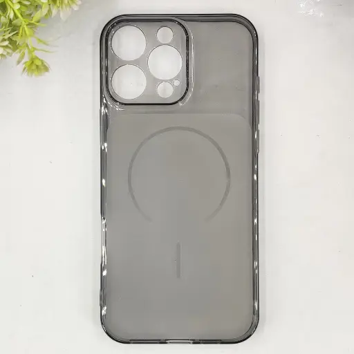 [PO15BIP14PR-4-9] iPhone 14 Pro 3D Ultra Thin Colour Transparent|Tpu Magsafe Logo Back Case (Gray)