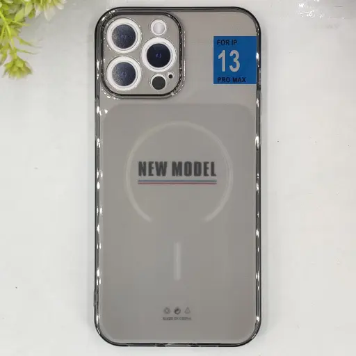 [PO15BIP13PMAX-4-9] iPhone 13 Pro Max 3D Ultra Thin Colour Transparent|Tpu Magsafe Logo Back Case (Gray)