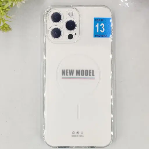 [PO15BIP13PMAX-4-30] iPhone 13 Pro Max 3D Ultra Thin Colour Transparent|Tpu Magsafe Logo Back Case (Crystal)