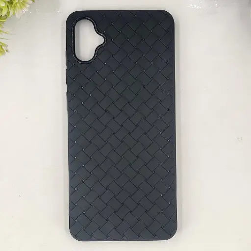 [PO14BSA05-52-2] Samsung Galaxy A05 Woven With Leather Feel Soft Silicone Back Case (Black)
