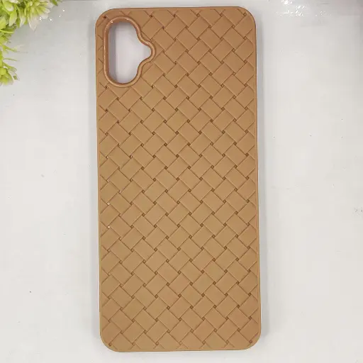 [PO14BSA05-52-42] Samsung Galaxy A05 Woven With Leather Feel Soft Silicone Back Case (Desert Titanium)