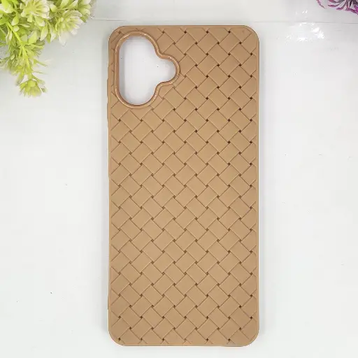 [PO14BSA07-52-42] Samsung Galaxy A07 Woven With Leather Feel Soft Silicone Back Case (Desert Titanium)