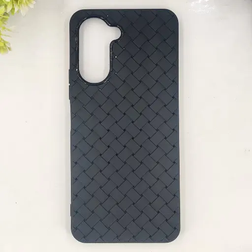 [PO14BVIY03-52-2] Vivo Y18 4G|Y03 4G Woven With Leather Feel Soft Silicone Back Case (Black)