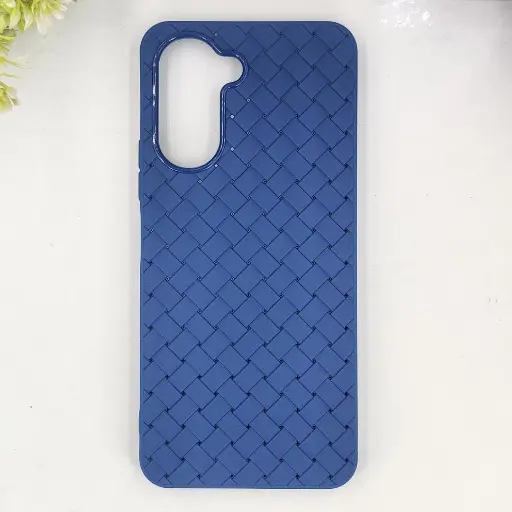 [PO14BVIY03-52-17] Vivo Y18 4G|Y03 4G Woven With Leather Feel Soft Silicone Back Case (Navy Blue)