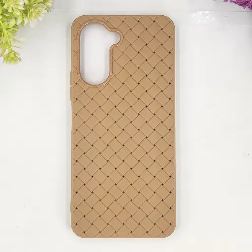 [PO14BVIY03-52-42] Vivo Y18 4G|Y03 4G Woven With Leather Feel Soft Silicone Back Case (Desert Titanium)