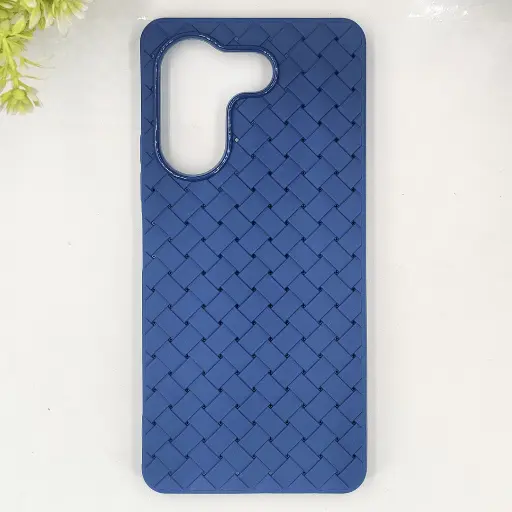 [PO14BTCMN20-52-17] Tecno Camon 20|20 Pro Woven With Leather Feel Soft Silicone Back Case (Navy Blue)