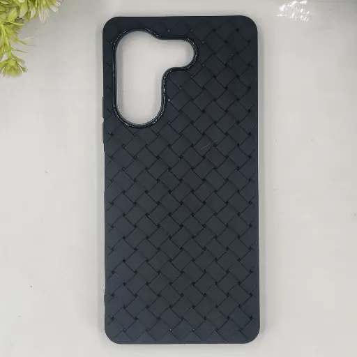 [PO14BTCMN20-52-2] Tecno Camon 20|20 Pro Woven With Leather Feel Soft Silicone Back Case (Black)