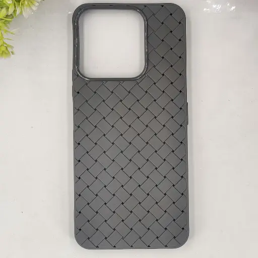 [PO14BHUHNX6C-52-9] Huawei Honor X6C Woven With Leather Feel Soft Silicone Back Case (Gray)