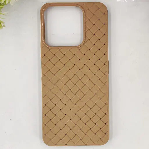 [PO14BHUHNX6C-52-42] Huawei Honor X6C Woven With Leather Feel Soft Silicone Back Case (Desert Titanium)