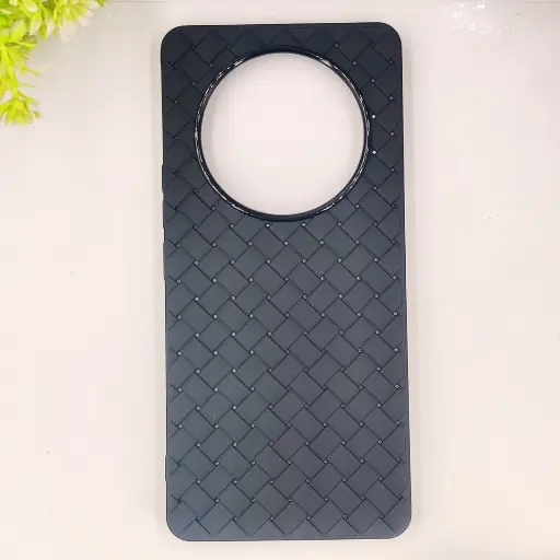 [PO14BHUHNX9C-52-2] Huawei Honor X9C Woven With Leather Feel Soft Silicone Back Case (Black) 