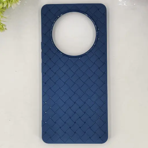 [PO14BHUHNX9C-52-17] Huawei Honor X9C Woven With Leather Feel Soft Silicone Back Case (Navy Blue)