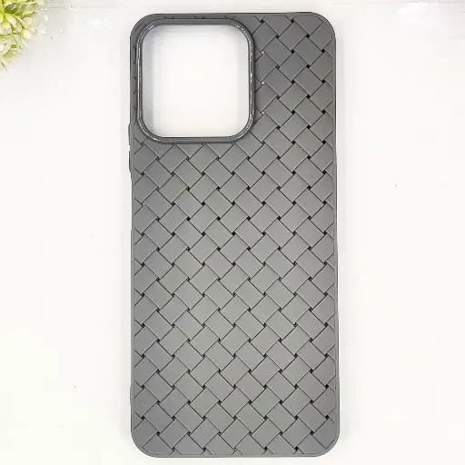 [PO14BHUHNX7C-52-9] Huawei Honor X7C Woven With Leather Feel Soft Silicone Back Case (Gray)