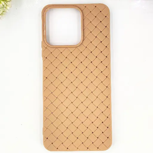 [PO14BHUHNX7C-52-42] Huawei Honor X7C Woven With Leather Feel Soft Silicone Back Case (Desert Titanium)
