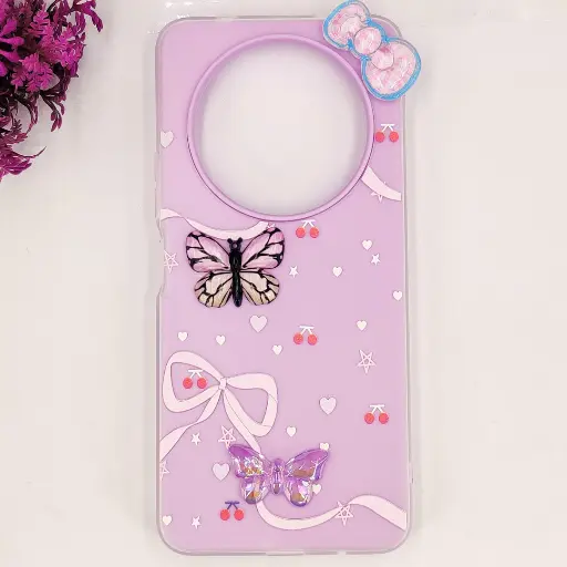 [PO34BORNO12F-3-29] Oppo Reno 12F Soft Silicone Fancy Flowers And Butterfly design Mobile Back Case (Light Purple)