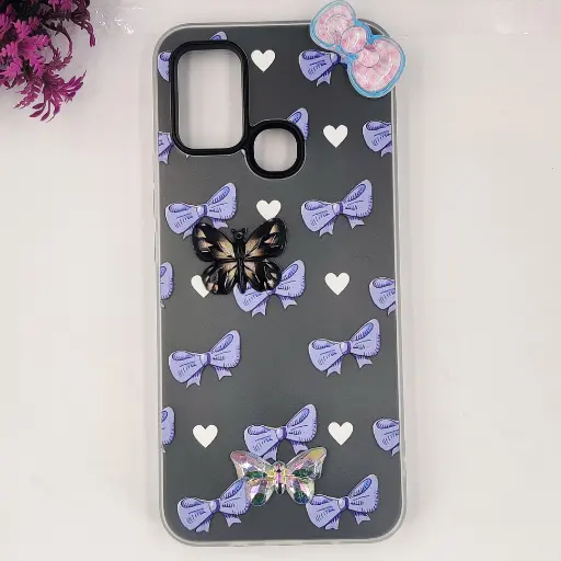 [PO34BIHOT10PY-3-9] Infinix Hot 10 Play|Hot 11 Play Soft Silicone Fancy Flowers And Butterfly design Mobile Back Case Gray)
