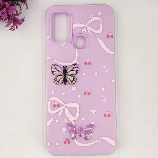 [PO34BIHOT10PY-3-29] Infinix Hot 10 Play|Hot 11 Play Soft Silicone Fancy Flowers And Butterfly design Mobile Back Case (Light Purple)