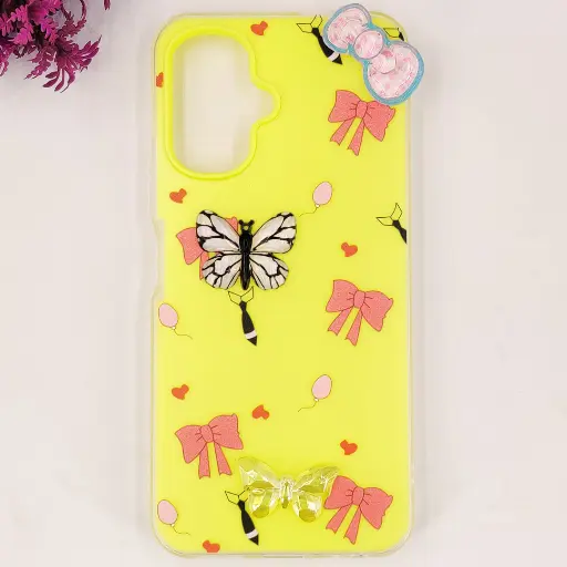 [PO34BISMRT10-3-6] Infinix Smart 10|POP 10|Spark GO 2 Soft Silicone Fancy Flowers And Butterfly design Mobile Back Case (Yellow)