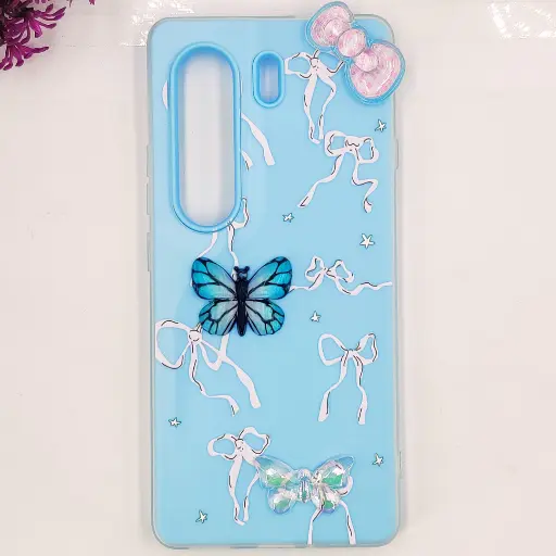 [PO34BTCMN40PR-3-16] Tecno Camon 40 Pro 4G Soft Silicone Fancy Flowers And Butterfly design Mobile Back Case (Sky-Blue) 