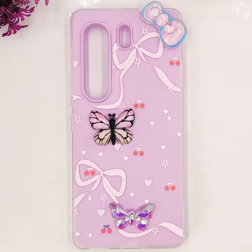 [PO34BTCMN40PR-3-29] Tecno Camon 40 Pro 4G Soft Silicone Fancy Flowers And Butterfly design Mobile Back Case (Light Purple)