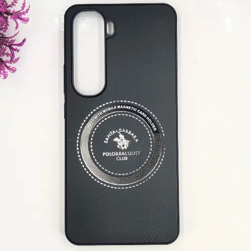 [PO4BVIY400-19-2] Vivo Y400 4G|5G 3D Polo Leather Carbon Fiber Texture With Magsafe Wireless Charging Compatible Back Case (Black)