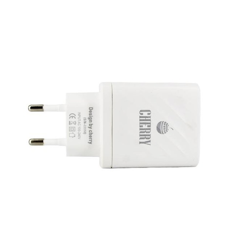 [C1A1T2CHRY-1] Cherry Dual Port Charger with Type-C to iOS Cable - Fast & Versatile